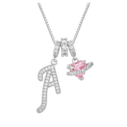 ✨ 3-in-1 Dopamine Initial Necklace with Zircon Heart Charms