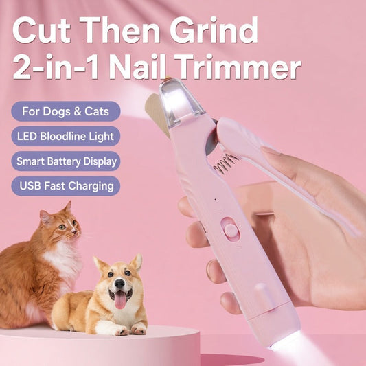 🐶✨ 2-in-1 Pet Nail Clipper & Grinder – LED Nail Trimmer for Dogs & Cats