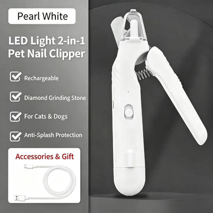 🐶✨ 2-in-1 Pet Nail Clipper & Grinder – LED Nail Trimmer for Dogs & Cats