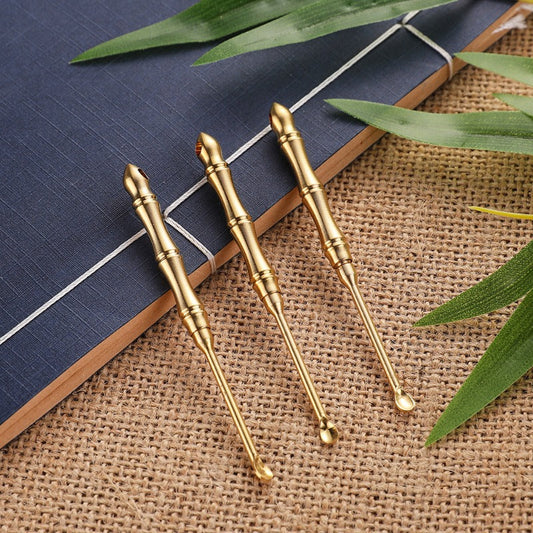 ✨ 2-in-1 Brass Ear Pick with Integrated Toothpick
