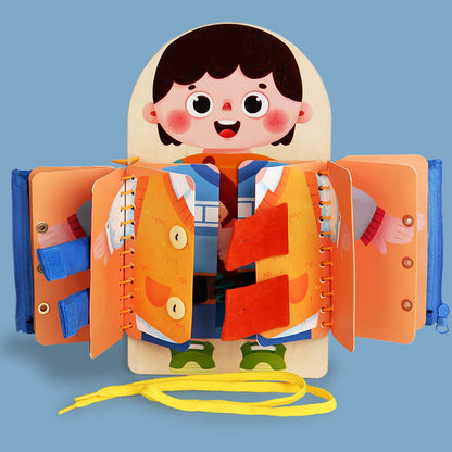 🧸 Wooden Activity Board – Fine Motor Skills & Practical Life Toy