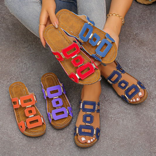 🔥 Novedad para 2026: Sandalias de cuña lisas con recortes — ¡Súper cómodas! 👍