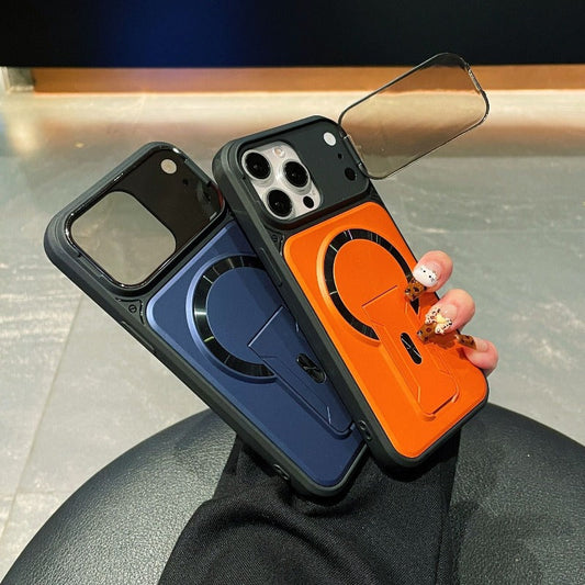 📱 Shockproof Phone Case with Foldable Camera Cover and Magnetic Stand