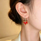 🍁 Red Maple Leaf Zircon Earrings – Elegant and Sparkling