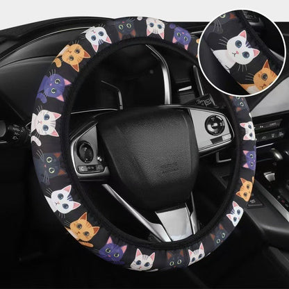🐱🐶 Cartoon Steering Wheel Cover – Soft & Universal