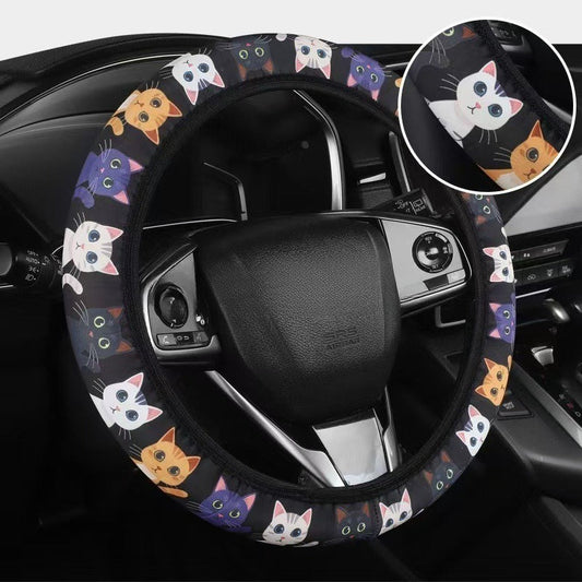 🐱🐶 Cartoon Steering Wheel Cover – Soft & Universal