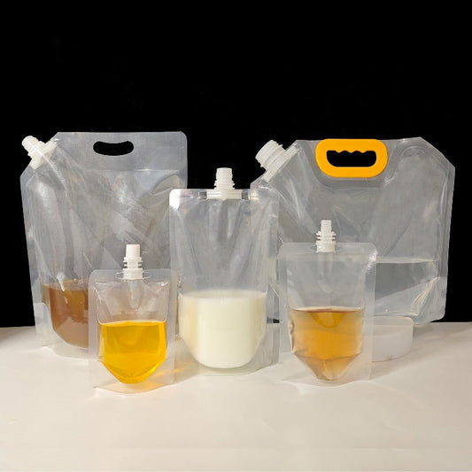 🥤✨ Self-Standing Pouch with Spout – Transparent Aluminum Foil Bag
