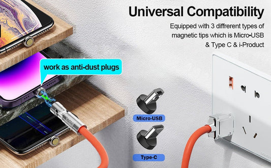⚡🔋 540° Rotating Magnetic Charging Cable – More Convenient Charging! 📱✨