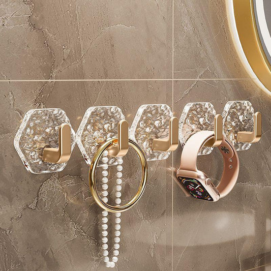 ✨ Glacier-Effect Hexagonal Wall Hooks – No Drilling Required