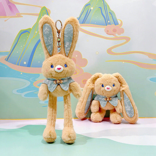 Plush bunny with pull-out ears keychain