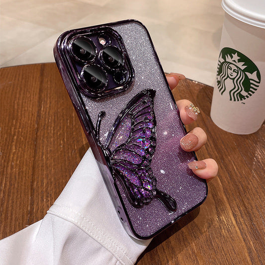 🦋✨ Glitter Butterfly Phone Case – Removable Card Holder & Shockproof Protection