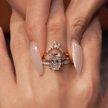 💍✨ Set of 3 Lab-Grown Diamond Rings – Trendy Square Design