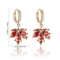 🍁 Red Maple Leaf Zircon Earrings – Elegant and Sparkling