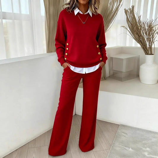 Ensemble deux pièces décontracté pour femme : pull et pantalon