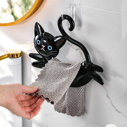 🐱✨ Cat Towel Holder – Suction Cup No-Drill Design