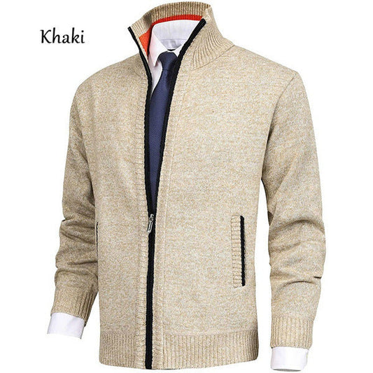 Cardigan ouvert élégant à col montant et couleur unie pour homme