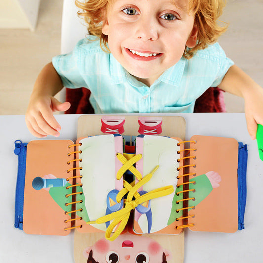 🧸 Wooden Activity Board – Fine Motor Skills & Practical Life Toy
