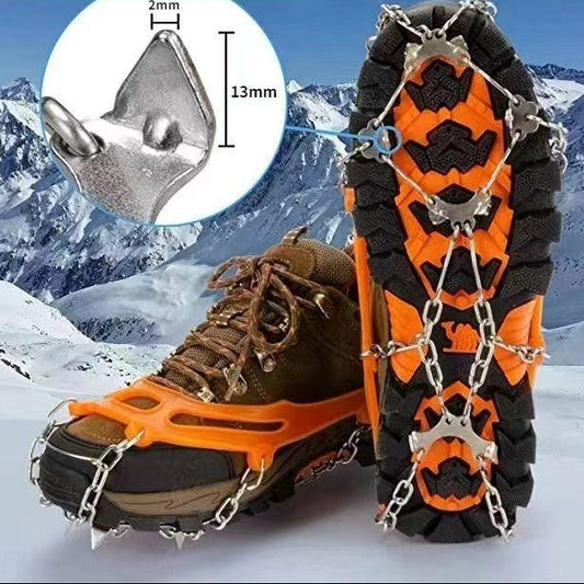 [❄️Professional Non-Slip] Stainless Steel Chain Crampons – Anti-Slip Shoe Covers for Snow, Mountaineering & Hiking