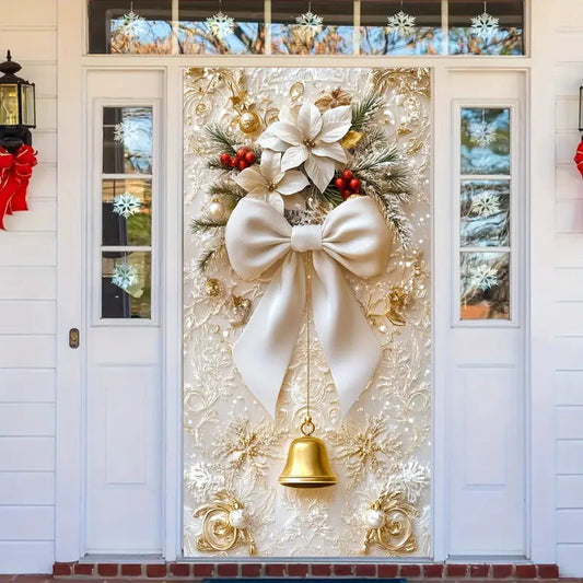 🎄✨ Luxury Christmas Door Decoration – Festive Door Cover with Bow