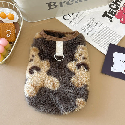 Winter Fleece Dog Vest – Thick, Warm Pet Clothes with Leash Ring for Teddy, Bichon & More