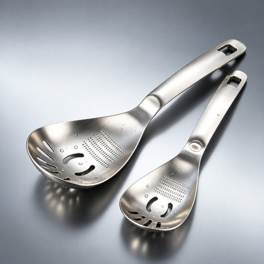 🍴 Cucchiaio multifunzione in acciaio inox – Ragnocchio e colino