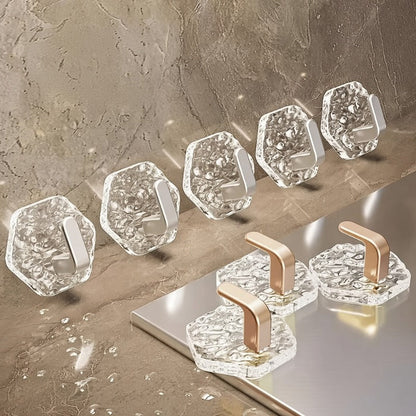 ✨ Glacier-Effect Hexagonal Wall Hooks – No Drilling Required