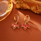 🍁 Red Maple Leaf Zircon Earrings – Elegant and Sparkling