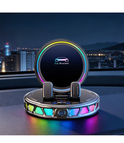 🚗 Car Phone Mount with Wireless Charging & RGB LED Lights