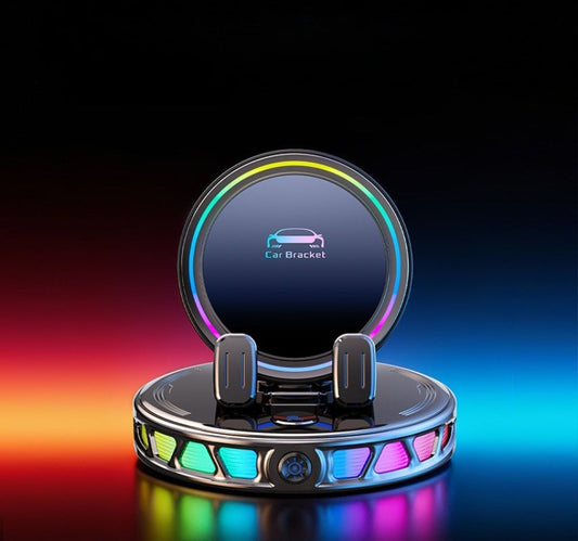 🚗 Car Phone Mount with Wireless Charging & RGB LED Lights